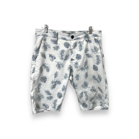 Oyhan Mens Tropical Leaf Print Shorts Cotton Polyester Blend US 36 - Picture 1 of 7